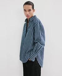 Mango Women's Striped Denim Shirt