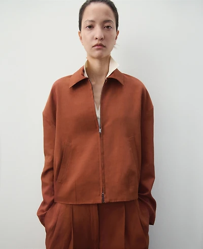 Mango Women's Pockets Linen-Blend Jacket