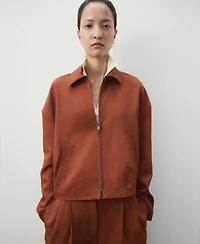 Mango Women's Pockets Linen-Blend Jacket