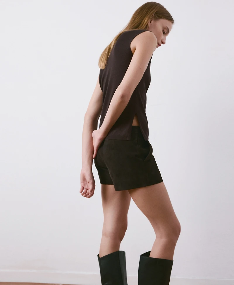 Mango Women's Side Gathered Knitted Top