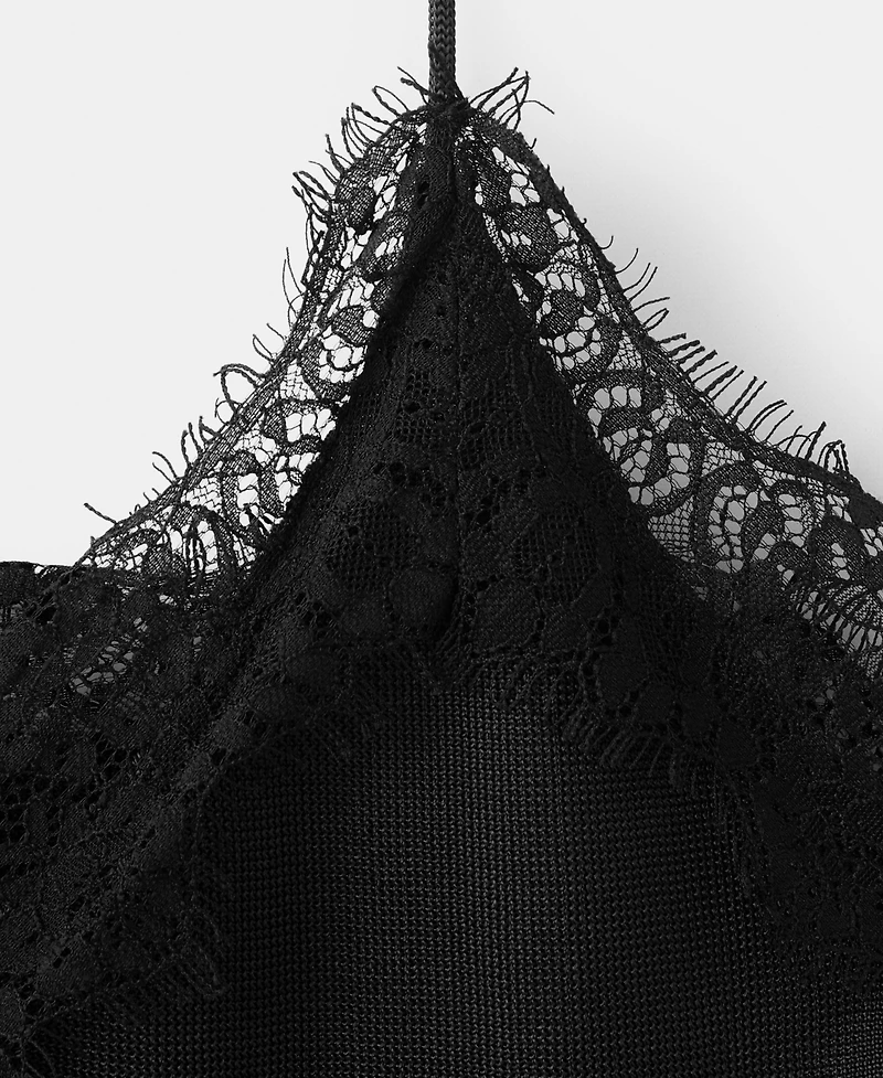 Mango Women's Asymmetrical Lace Lingerie Top