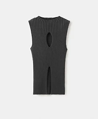 Mango Women's Slit Ribbed Top