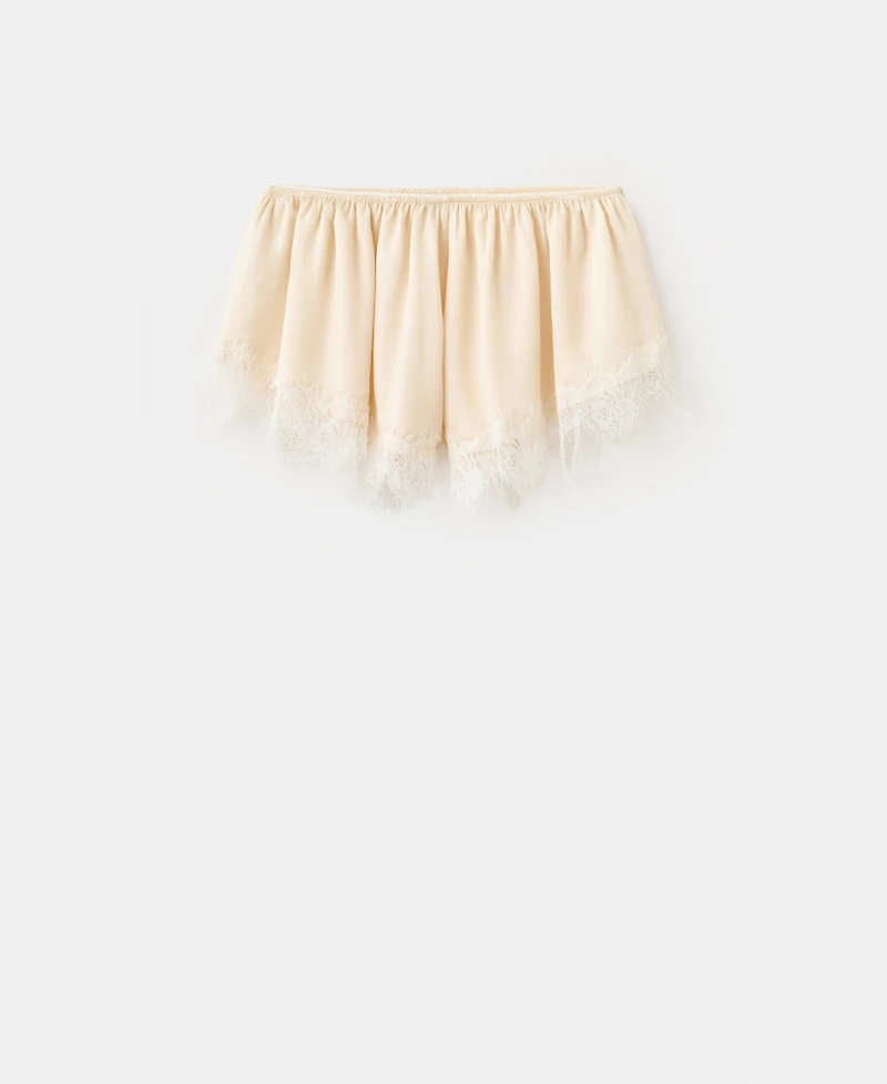 Mango Women's Satin Lace Shorts