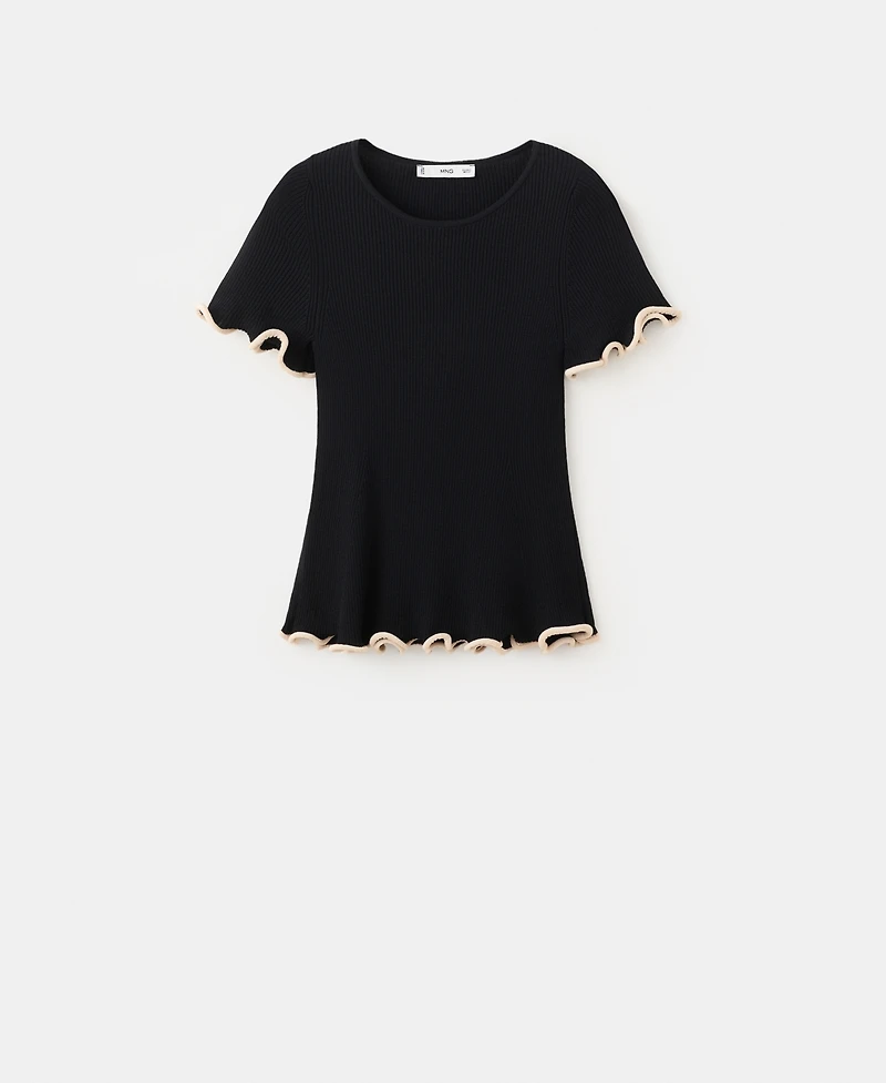 Mango Women's Contrasting Trim Peplum Sweater