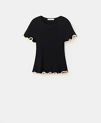 Mango Women's Contrasting Trim Peplum Sweater
