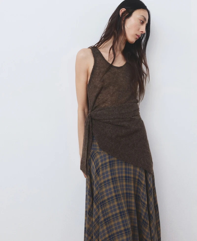 Mango Women's Checked Asymmetric Skirt