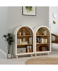 Streamdale Furniture Set of 2 Arched 3-Tier Wooden Bookshelves