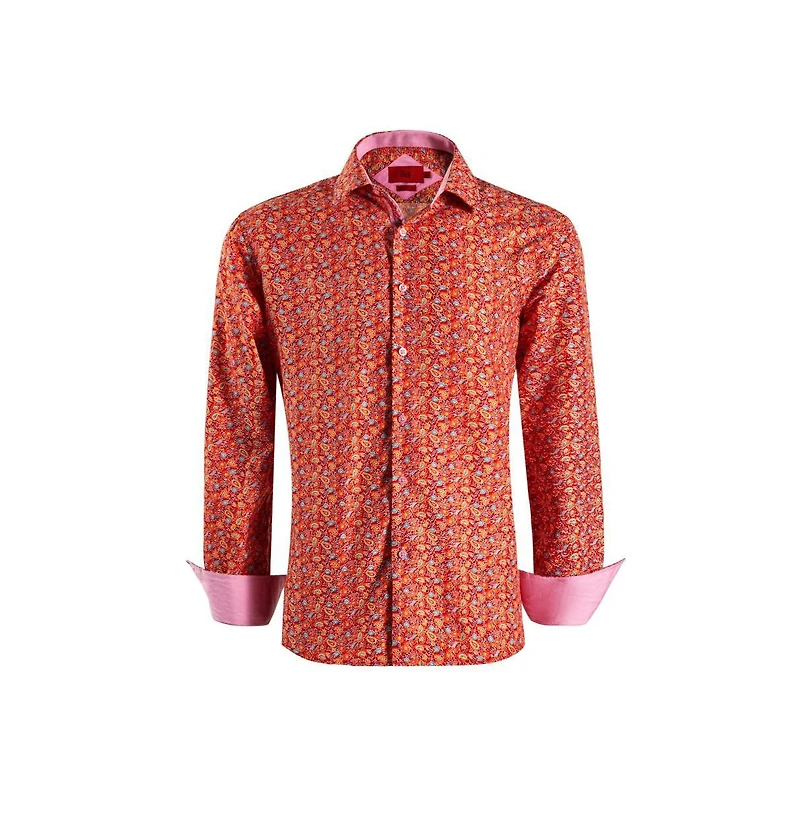 Elie Balleh Men's Slim Fit Paisley Print Button-Down Shirt