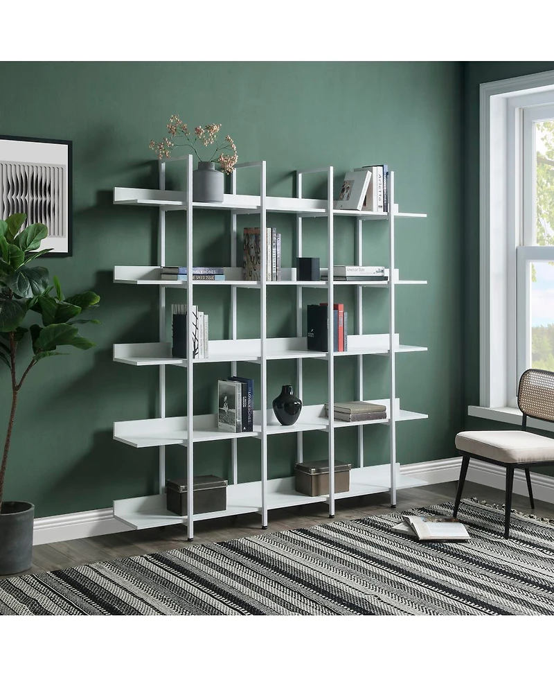 Streamdale Furniture 5-Tier Vintage Industrial Open Bookshelf with Metal Frame