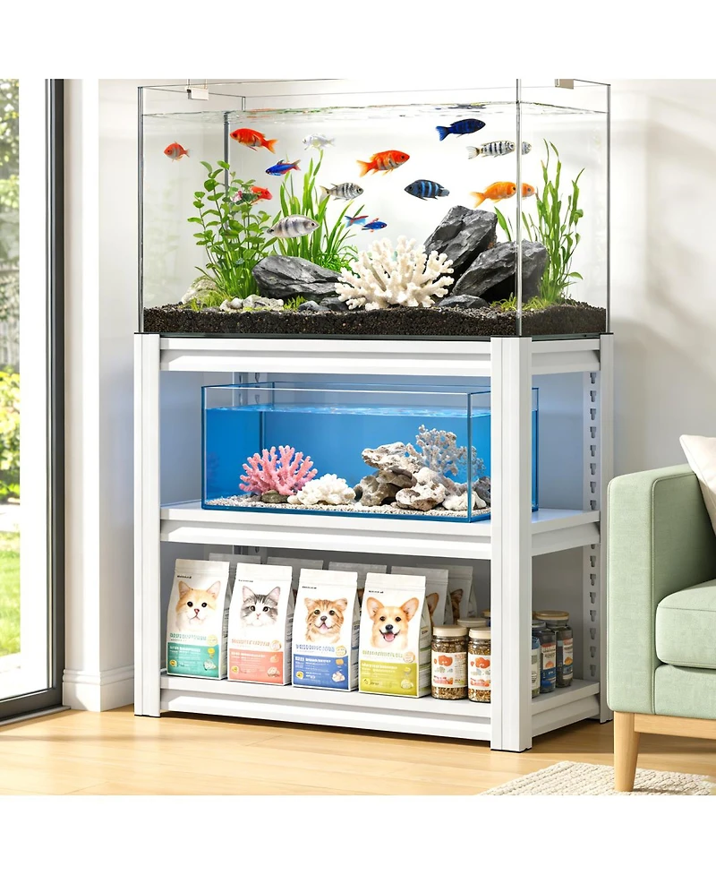 Streamdale Furniture Heavy-Duty 3-Tier Adjustable Metal Aquarium Stand for 20-30 Gallon Tanks