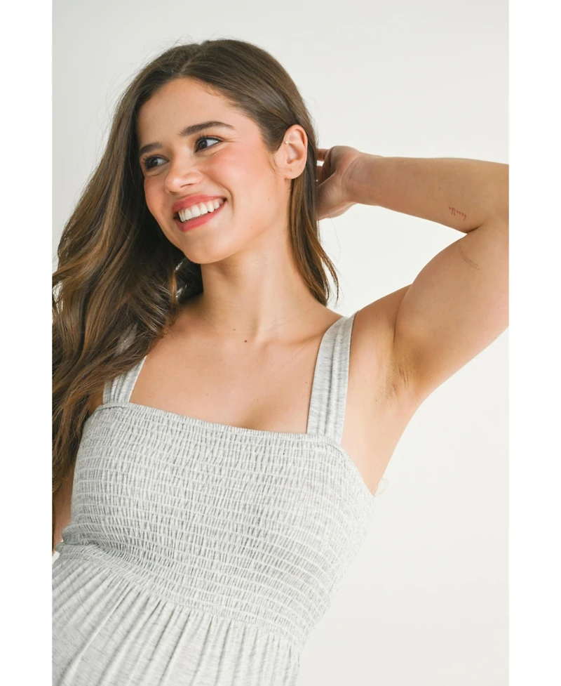 Hello Miz Maternity Smocked Square Neck Sleeveless Romper with Wide Straps