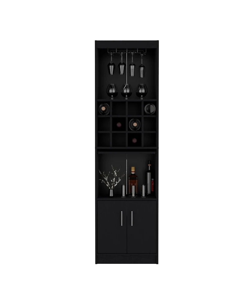 Flynama 5-Tier Wine Bar Cabinet with 12 Bottle Cubbies, Freestanding Liquor Cabinet