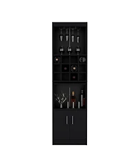 Flynama 5-Tier Wine Bar Cabinet with 12 Bottle Cubbies, Freestanding Liquor Cabinet