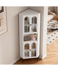 Streamdale Furniture 73 Inch Metal Corner Storage Cabinet with Adjustable Shelves