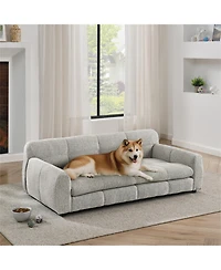 Clihome Large Dog Sofa Comfortable Pet Couch with High Back and Armrests for Big Oversized Dogs