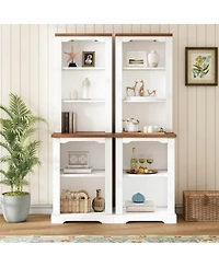 Streamdale Furniture Two-Piece Elegant Freestanding Tall Cabinet with Curved Shelving