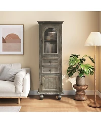 Streamdale Furniture Farmhouse Tall Narrow Storage Cabinet with 2 Drawers and 2 Doors
