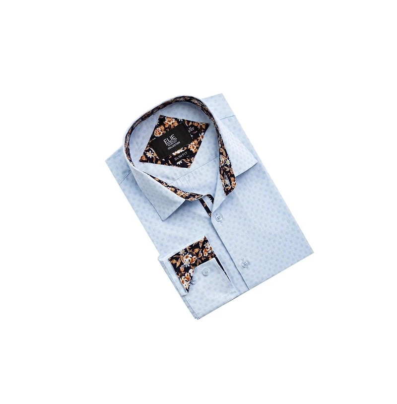 Elie Balleh Men's Slim Fit Jacquard Dot Button-Down Shirt
