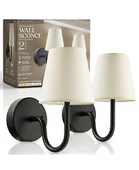 Bell + Howell Set of 2 Modern Fabric Shade Dimmable Led Rechargeable Cordless Touch Control Lights Wall Sconces