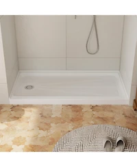 Casainc 60" W x 30" D Acrylic Single Threshold Shower Base, Alcove Pan with Slip-Resistant Surface