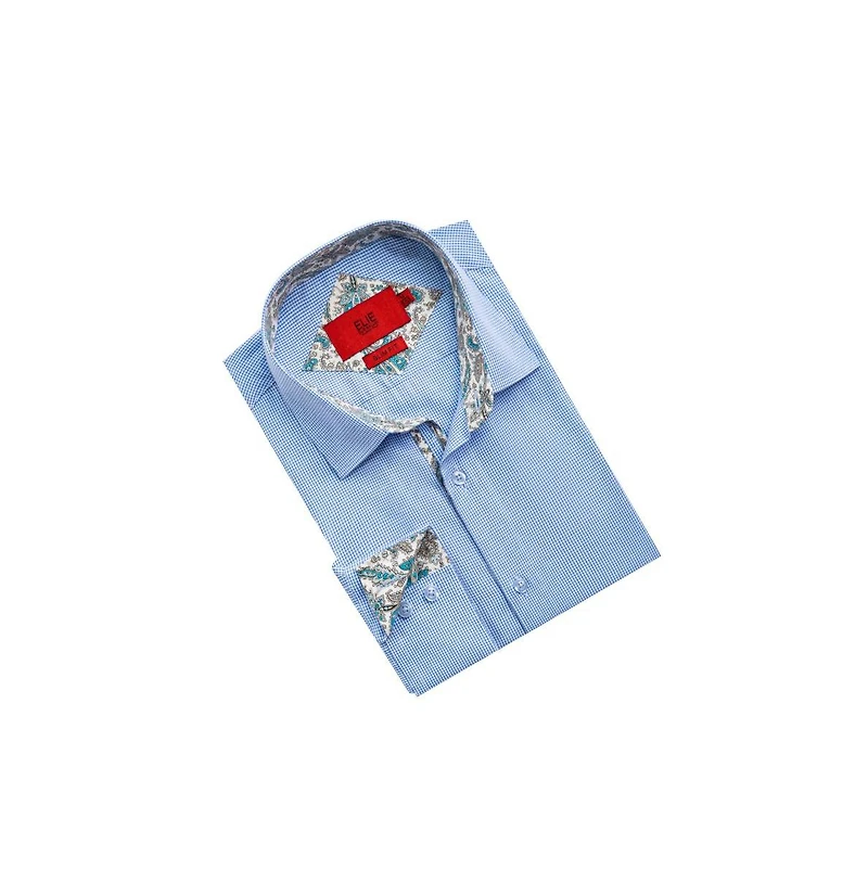 Elie Balleh Men's Slim Fit Houndstooth Dress Shirt