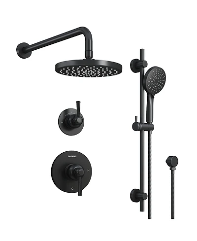 Casainc Modern 2-Function Shower System with Rainfall Head & 3-Mode Handheld,Adjustable Slide Bar