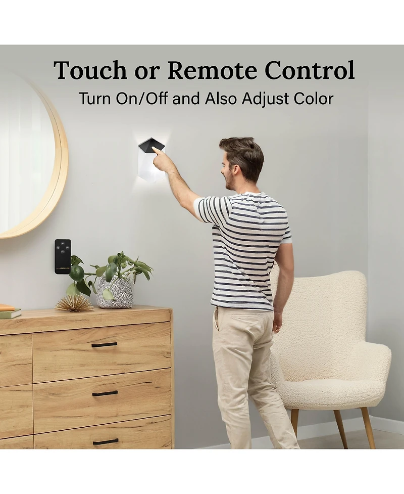 Bell + Howell 2-Pack Wireless Touch Led Wall Light Sconces with Remote