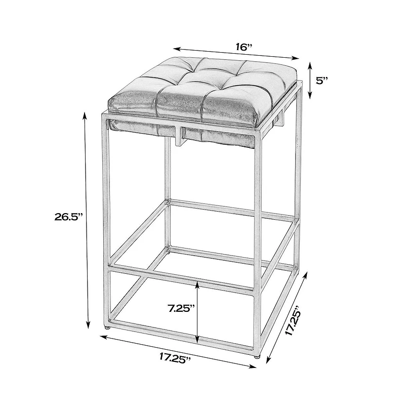 Butler Specialty 26 in. Seat Height Leather and Iron Backless Counter Height Stool with Footrest