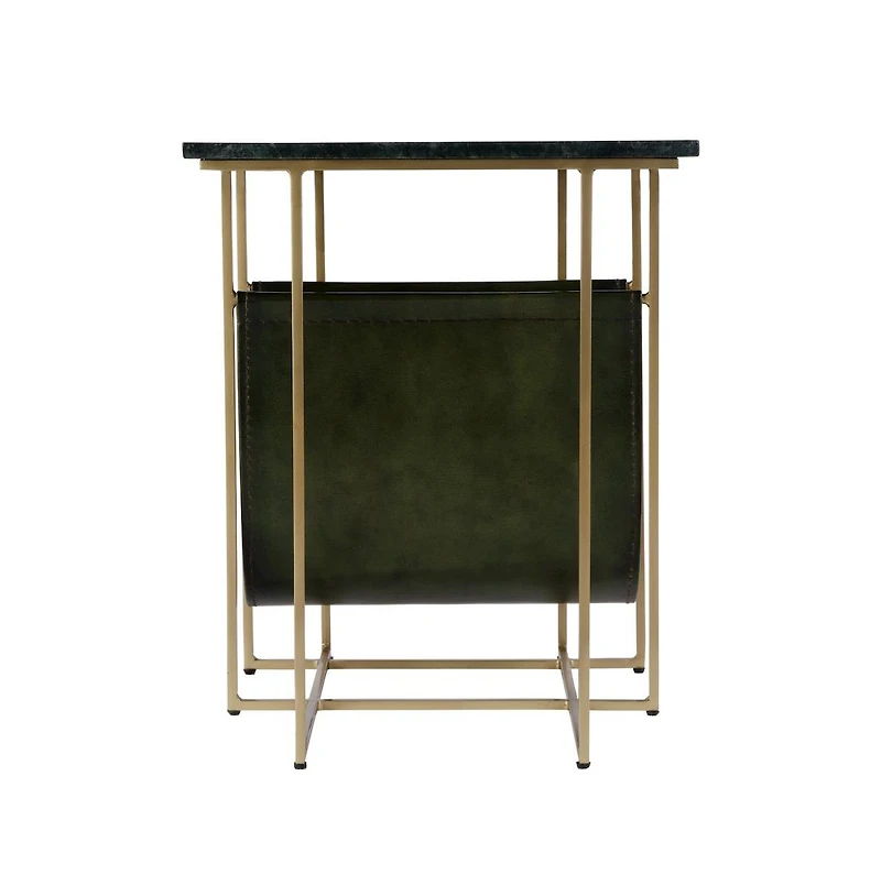 Butler Specialty Stephanik 20.25 in. W Rectangular Marble and Leather Magazine Side Table