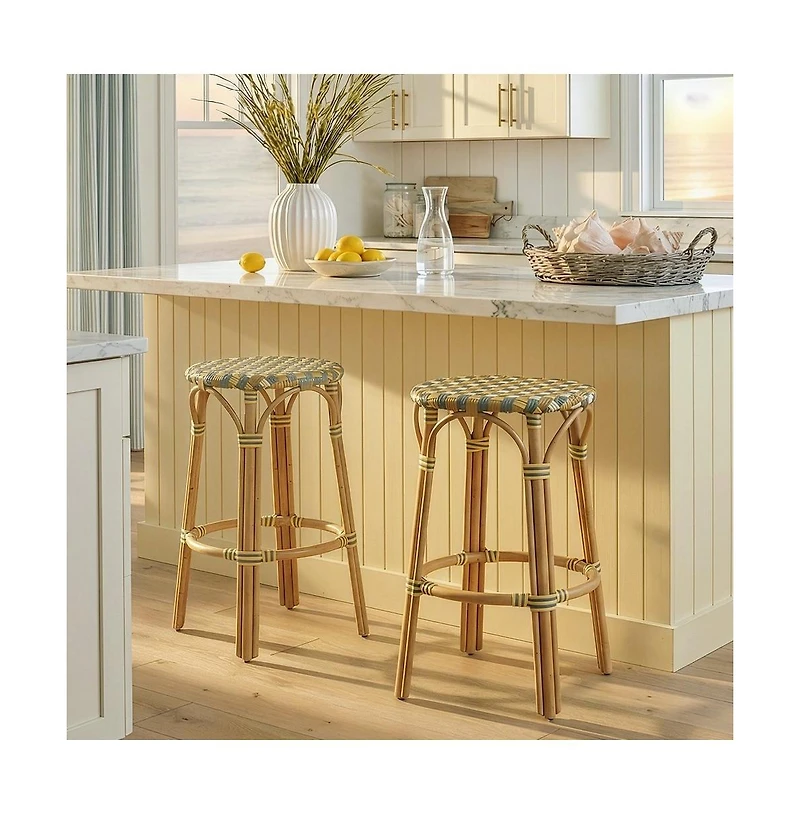 Butler Specialty Ballito 30 in. Seat Height Oval Rattan Bar Stool with Footrest