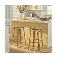 Butler Specialty Ballito 30 in. Seat Height Oval Rattan Bar Stool with Footrest