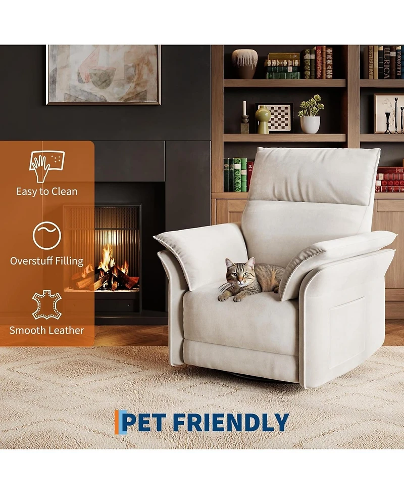 gaomon Power Recliner Glider Chair with Smooth Swivel and Rocking Motion Recline Usb Charging Port Premium Chenille Fabric and Double Armrests