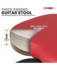 5 Core Guitar Stool 3.15" Padded Chair Foldable Heavy Duty Music Seat Built in Foot Rest Guitar Stand