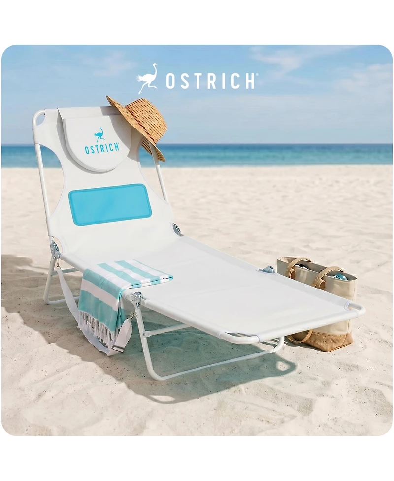 Ostrich Ladies Comfort Lounger, Foldable Beach Camping Pool Tanning Chair