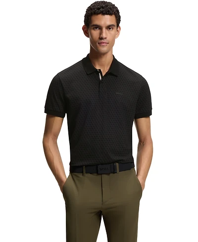 Boss by Hugo Men's Cotton-Pique Printed Pattern Polo Shirt
