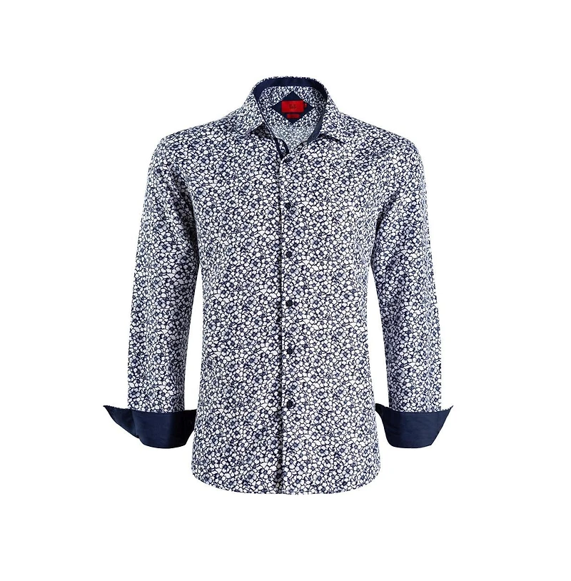 Elie Balleh Men's Slim Fit Floral Print Button-Down Shirt for Men