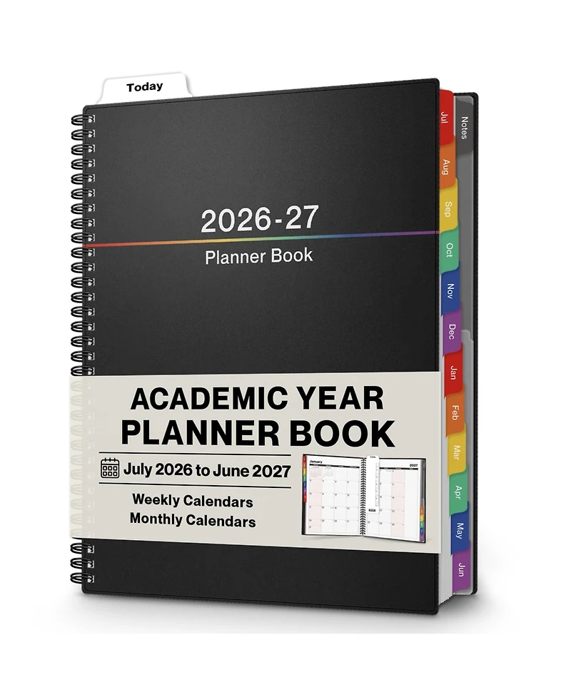 Gnuadz Academic Year Planner 2026-2027 Weekly Monthly Agenda Laminated Tabs Organizer