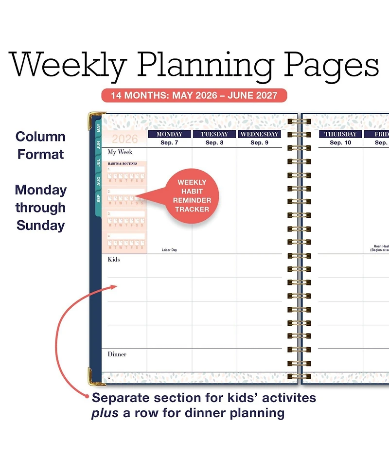 Gnuadz Family Planner Organizer Weekly Monthly Calendar Meal Planning Budgeting Habit Hardcover Schedule Parents Caregivers 2026