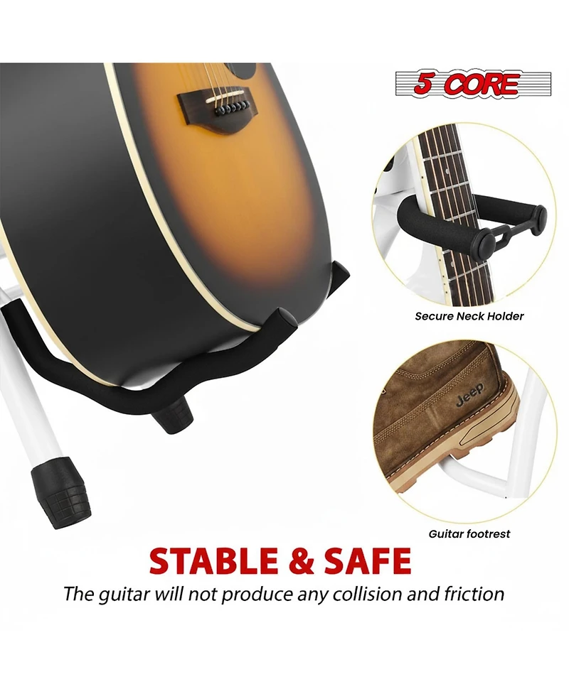 5 Core Guitar Stool Padded Chair Foldable Heavy Duty Music Seat Built in Foot Rest Guitar Stand