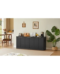 Streamdale Furniture 67 Inch Modern Wavy 6-Door Storage Sideboard