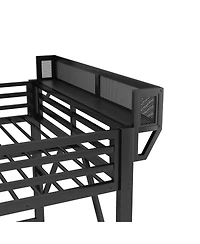 Streamdale Furniture Full Size Metal Loft Bed with Desk, Charging Station, and Storage Stairs
