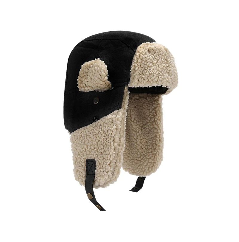 Ayamaya Unisex Faux Fur Trapper Hat - Warm Winter Aviator Cap with Fleece Ear Flaps and Windproof Shell