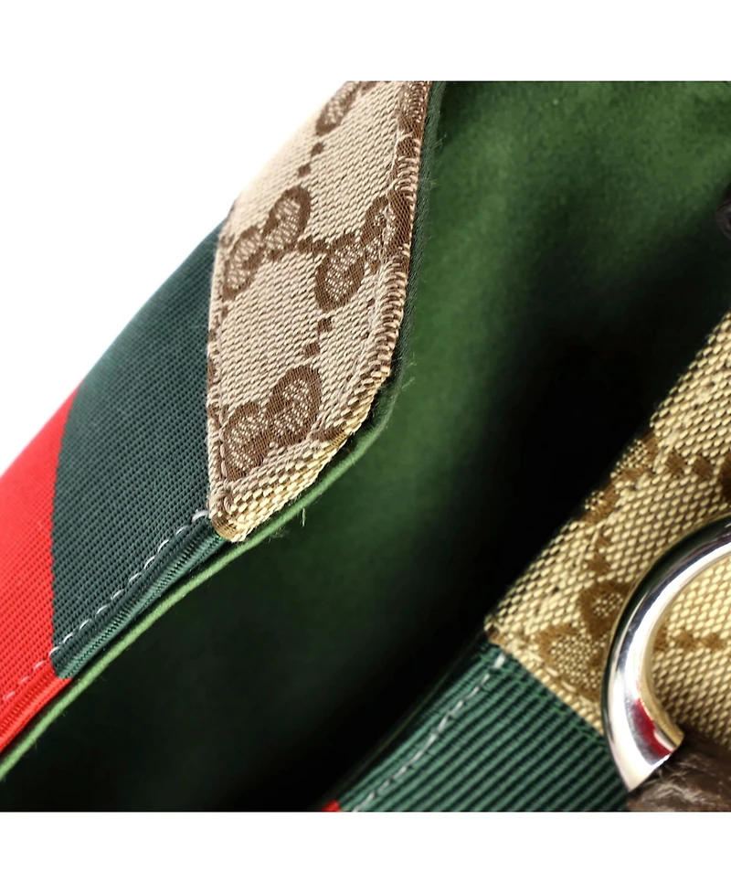 Pre-Owned Gucci Small Horsebit Nm Web Chain Clutch Gg Canvas