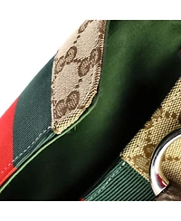 Pre-Owned Gucci Small Horsebit Nm Web Chain Clutch Gg Canvas