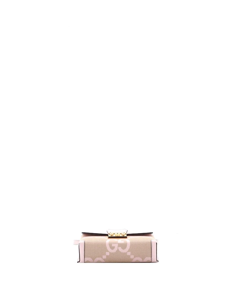 Pre-Owned Gucci Mini Padlock Top Handle Bag Jumbo Gg Canvas with Leather