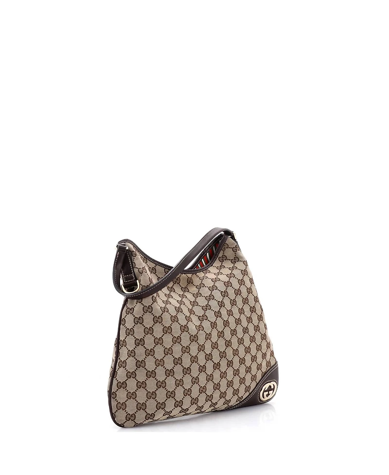 Pre-Owned Gucci Medium New Britt Hobo Gg Canvas