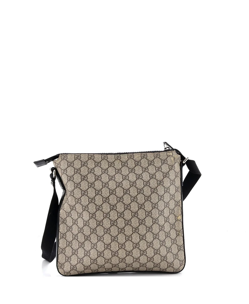 Pre-Owned Gucci Medium Front Zip Messenger Gg Coated Canvas