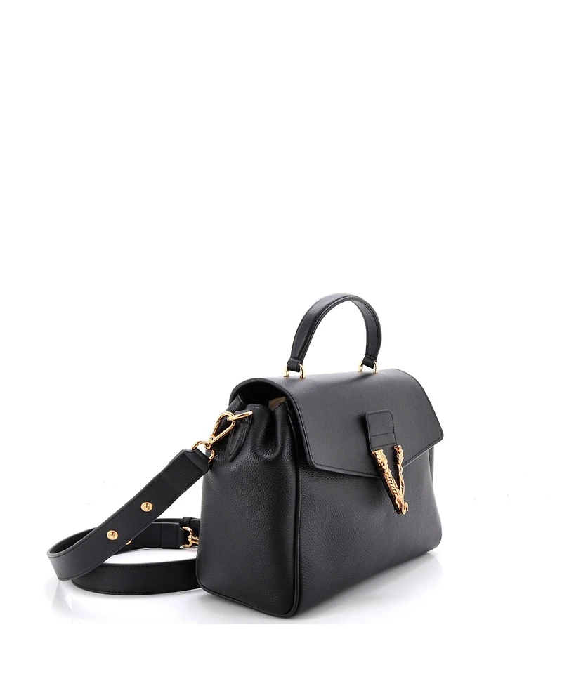 Pre-Owned Versace Medium Virtus Convertible Top Handle Bag Leather