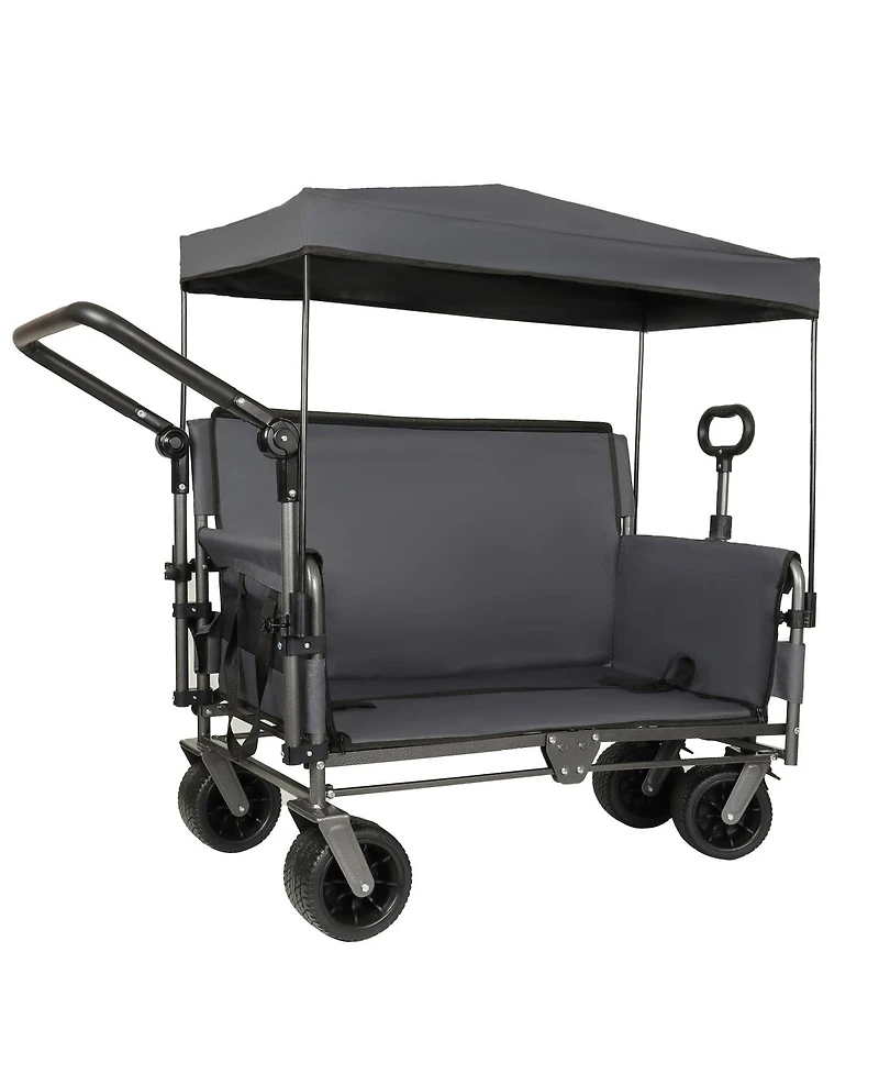 Streamdale Furniture Streamdale 3-in-1 Folding Wagon Cart with Bench, Canopy, and Storage