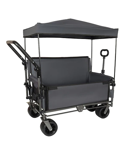 Streamdale Furniture Streamdale 3-in-1 Folding Wagon Cart with Bench, Canopy, and Storage